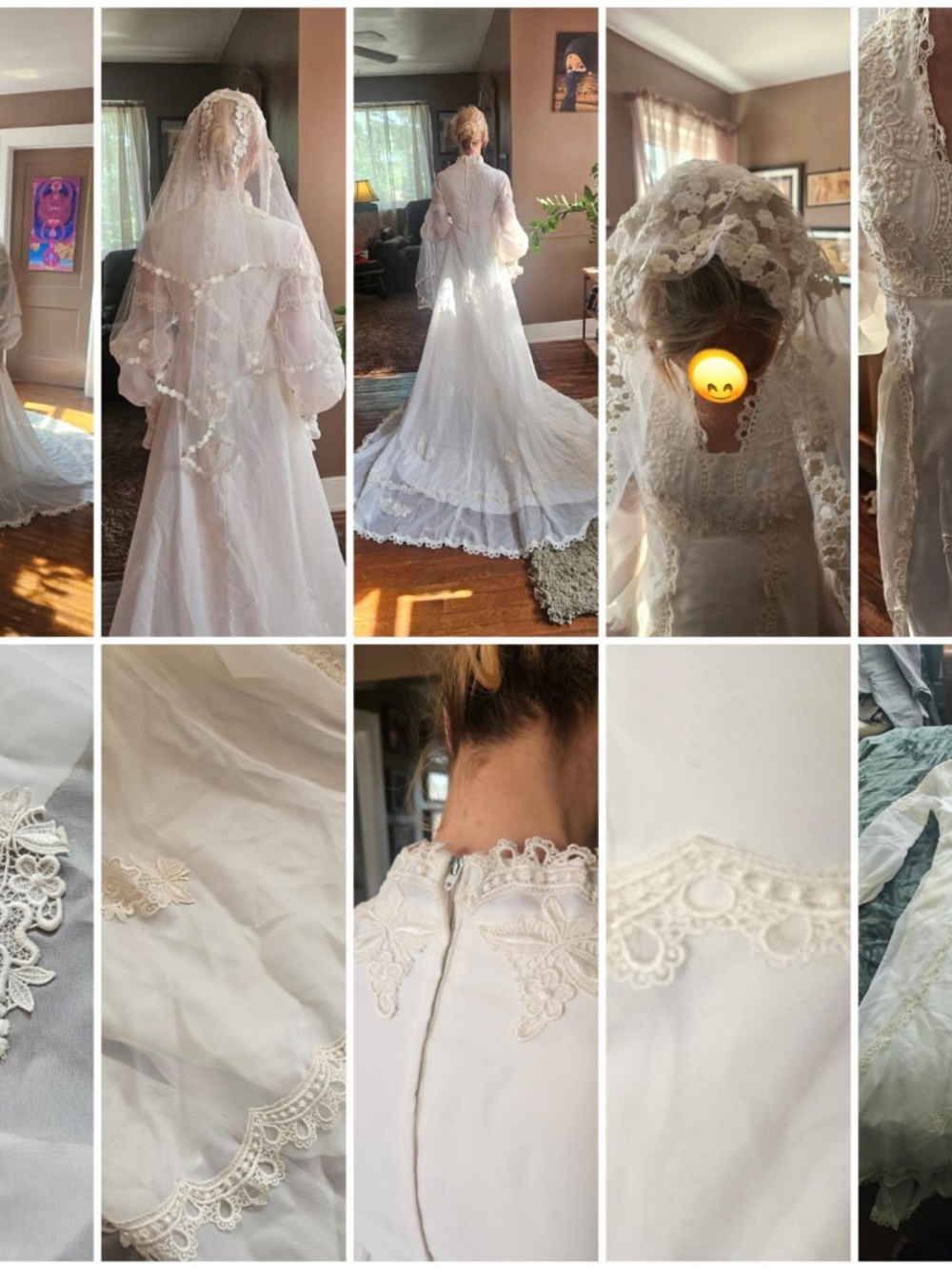 Vintage 1978 Detroit Hudson’s hand stitched wedding dress